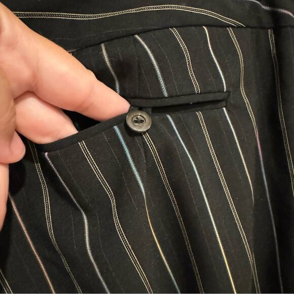 Trina Turk Y2K Pinstripe Low Rise Bootcut Trouser 0 Black Officecore Preppy 2000 - Picture 10 of 13